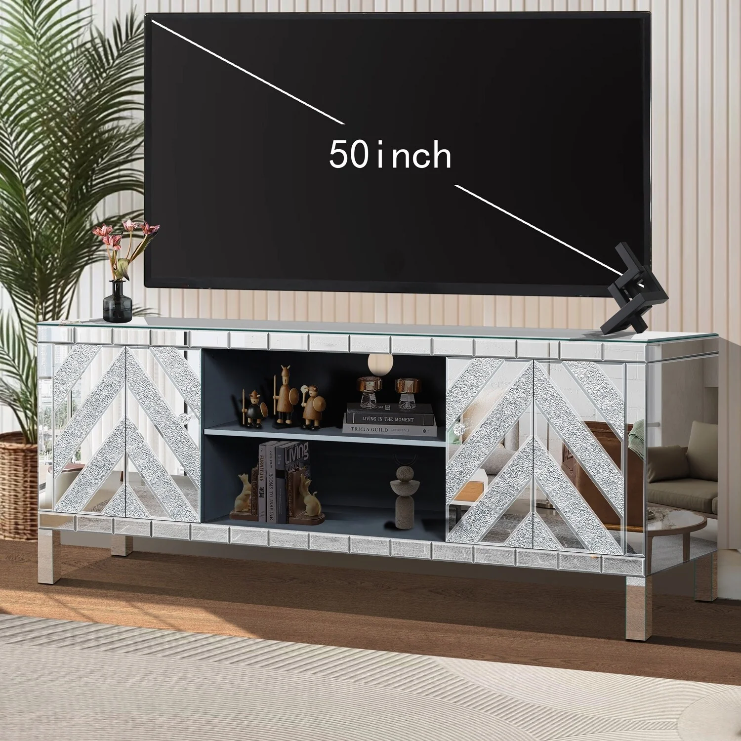 Versatile Mirror TV Console with Stylish Storage for Living and Bedroom