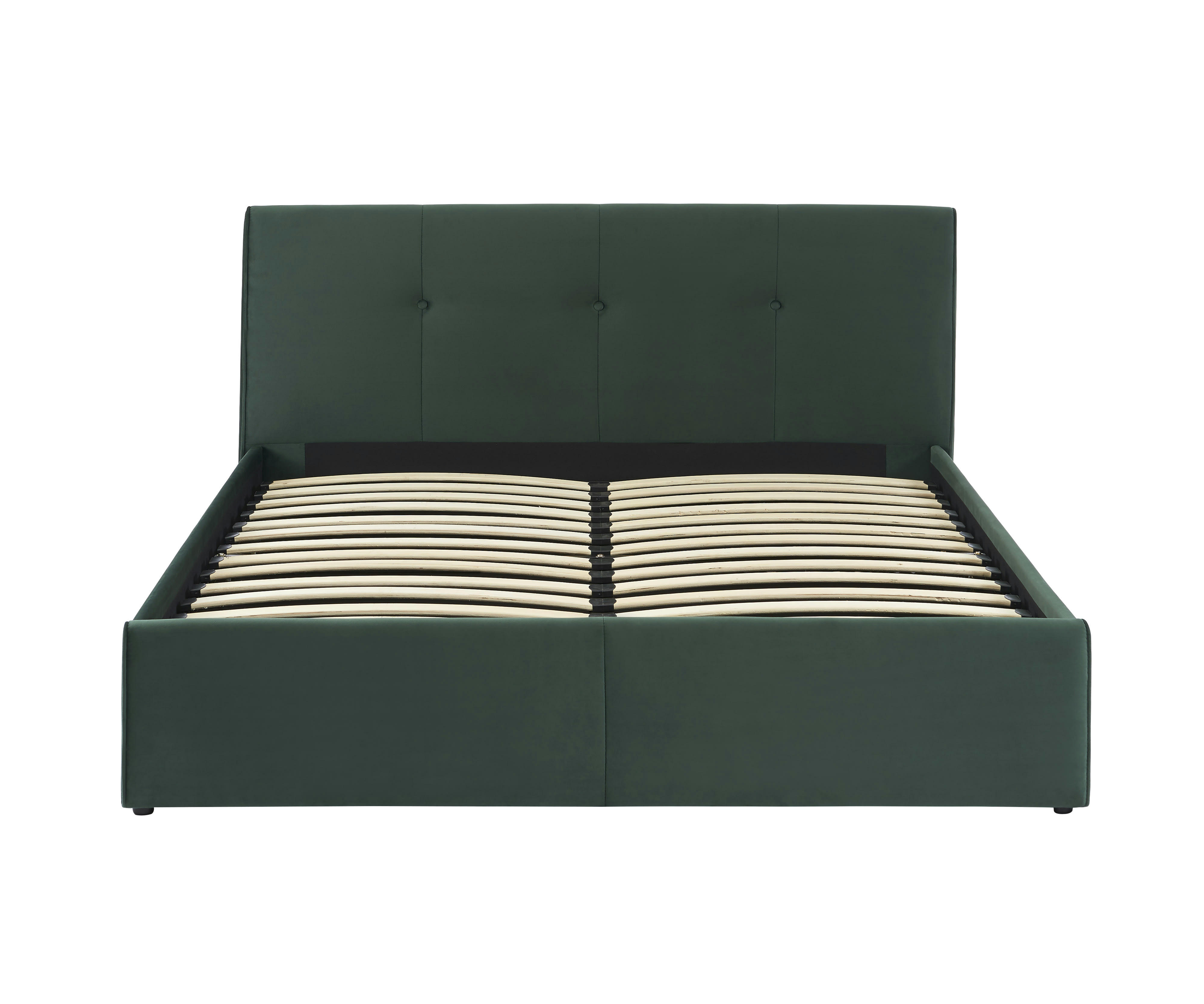 SEGURO - Lit coffre  velours vert forêt 160x200 sommier inclus