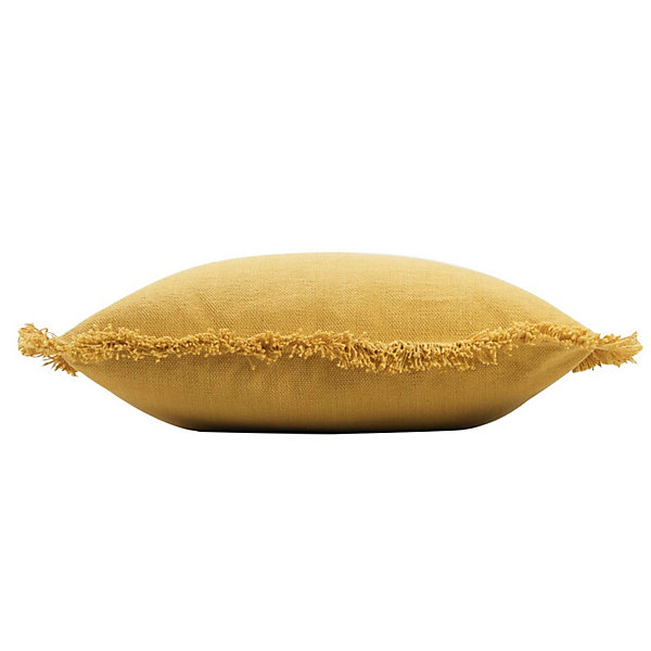 Coussin déhoussable à franges (45x45 cm - Jaune)