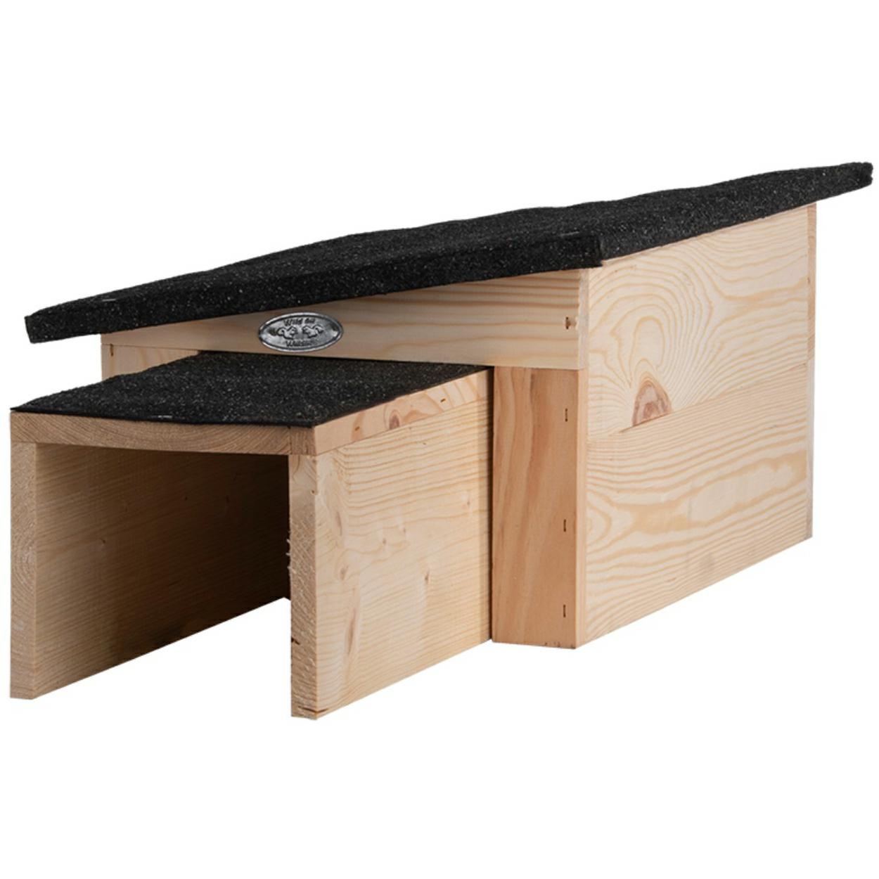 Domek dla jeża drewniany brązowy 61x29x20 cm dach bitumiczny
