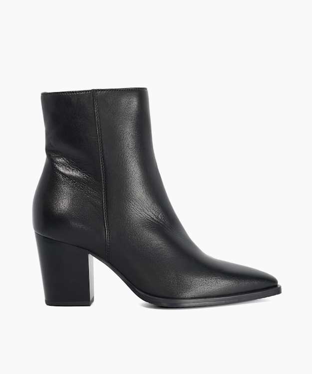 Papped Black - Leather Heeled Ankle Boots