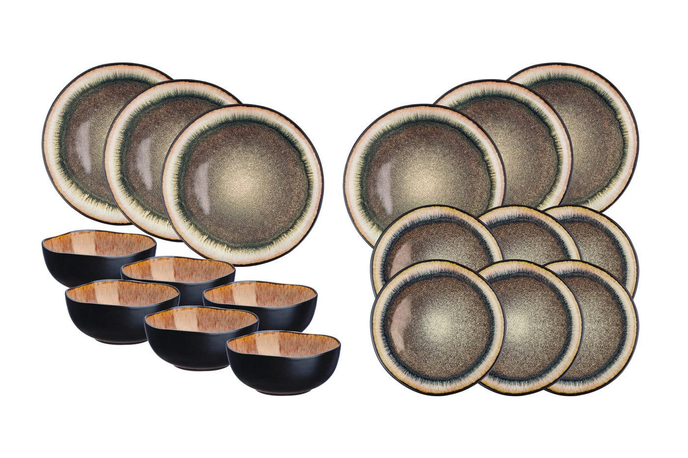 REACTIV - Set vaisselle 18 pièces en grès marron