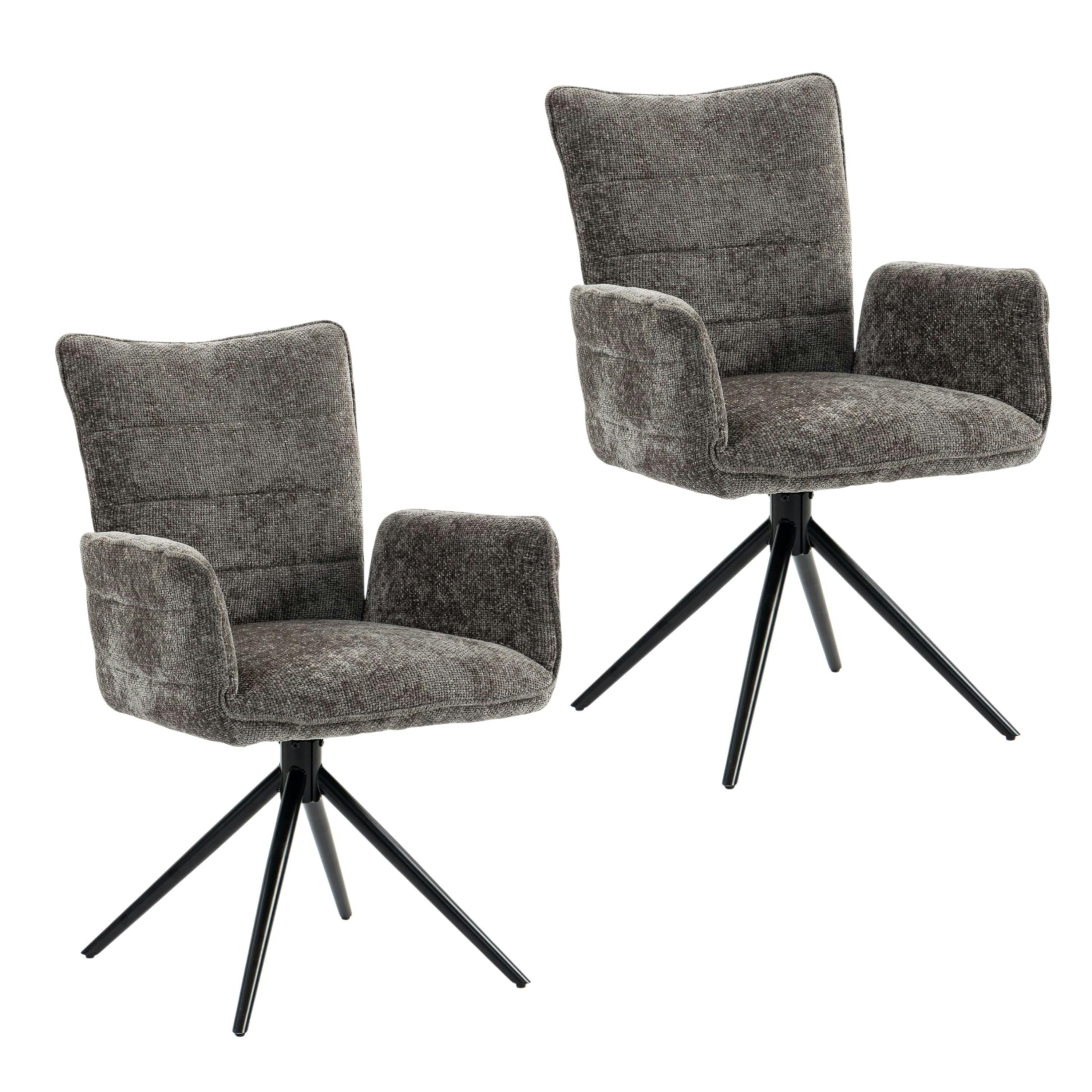 Fauteuil de table pivotant anthracite en tissu texturé (x2) RIVANO