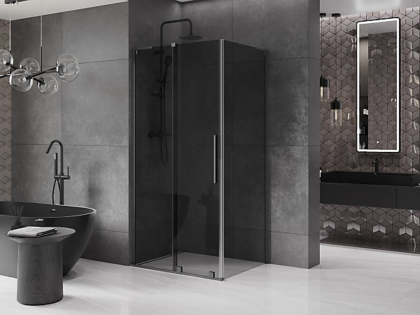 Mexen Velar L cabine de douche coulissante 110 x 80 cm, graphite, métal bronzé - 871-110-080-43-95