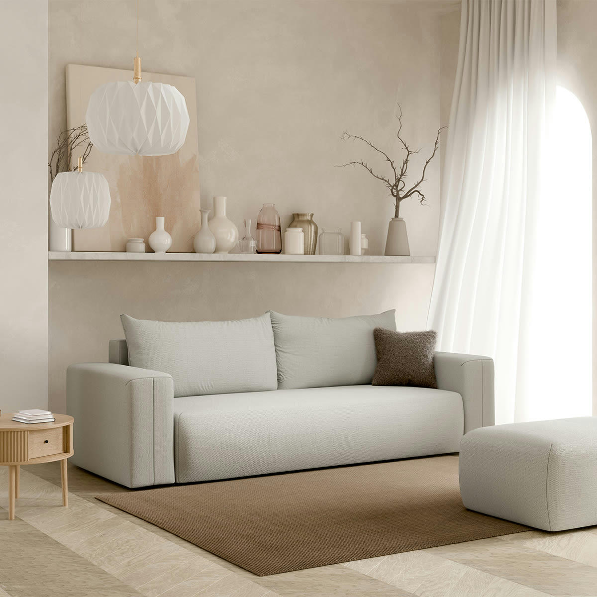 - Canapé convertible 3 places coffre gris