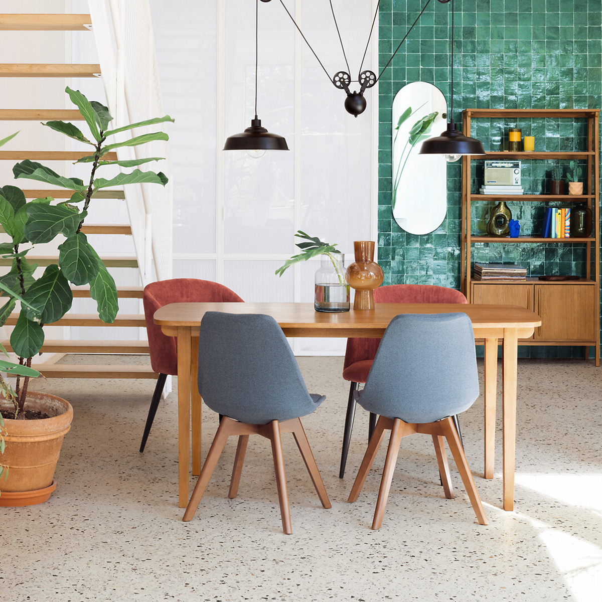 Set of 6 chairs "Baya" Beech, beech, grey