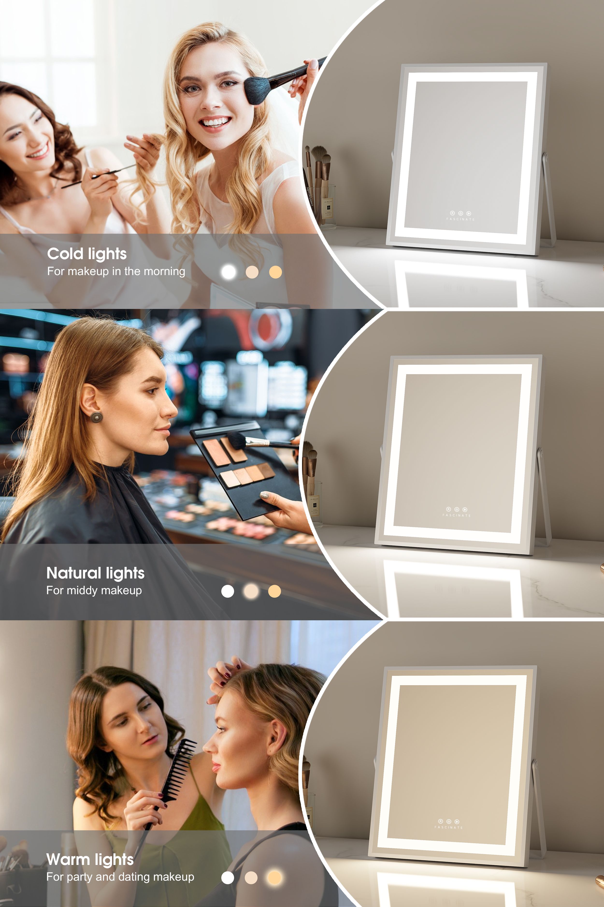 Fascinate Hollywood LED Tabletop Vanity Mirror – 26x31cm Compact Desk Design, 192 LEDs, Dimmable Makeup Station - Perfect Gift for Her