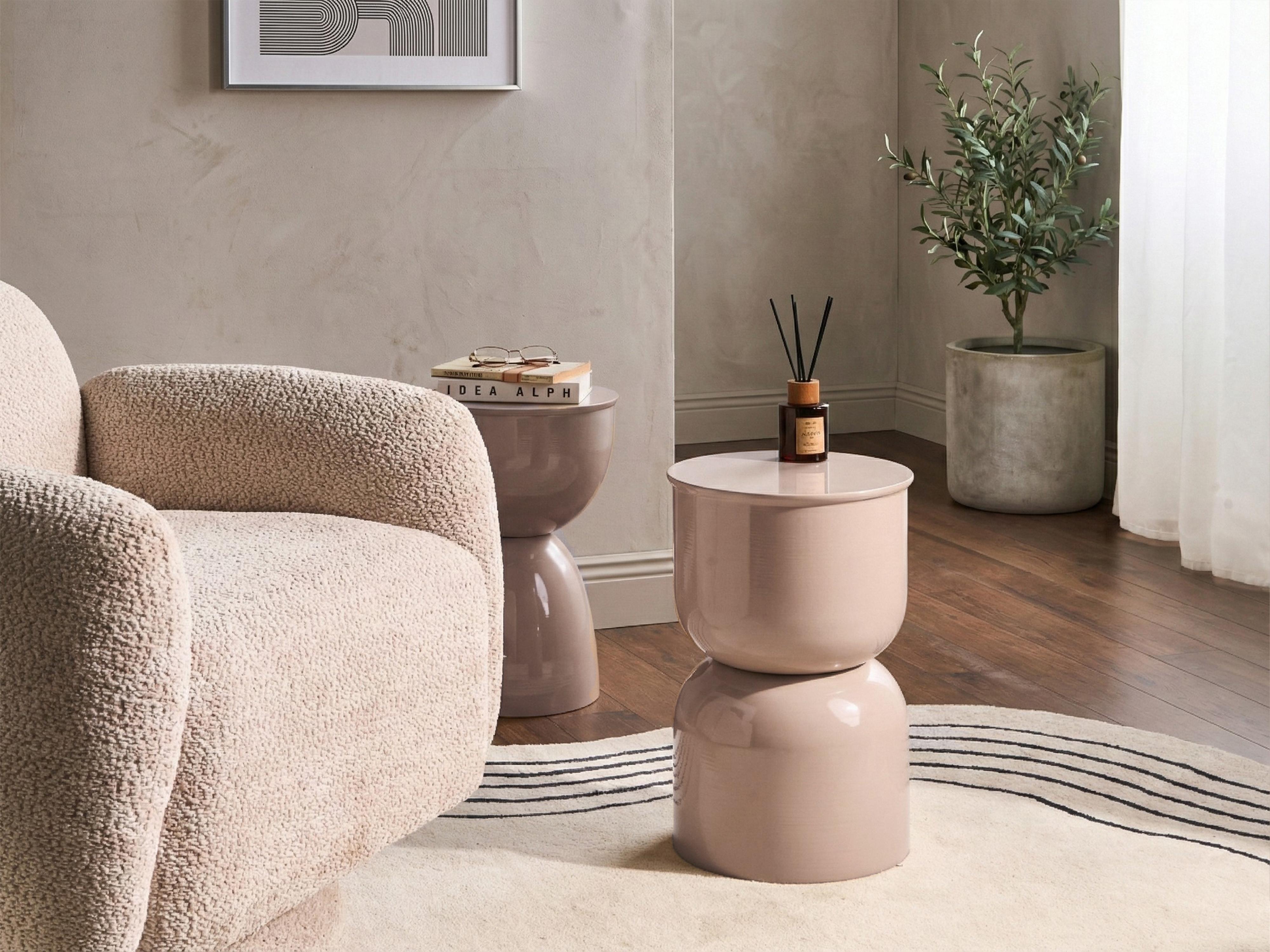 Side Table LETTA Metal Light Beige