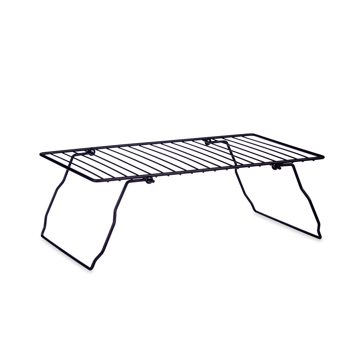Estante dobrável preto em metal