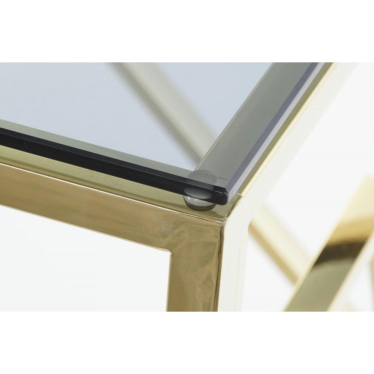 - Console métal doré et plateau en verre - 120x40x78cm