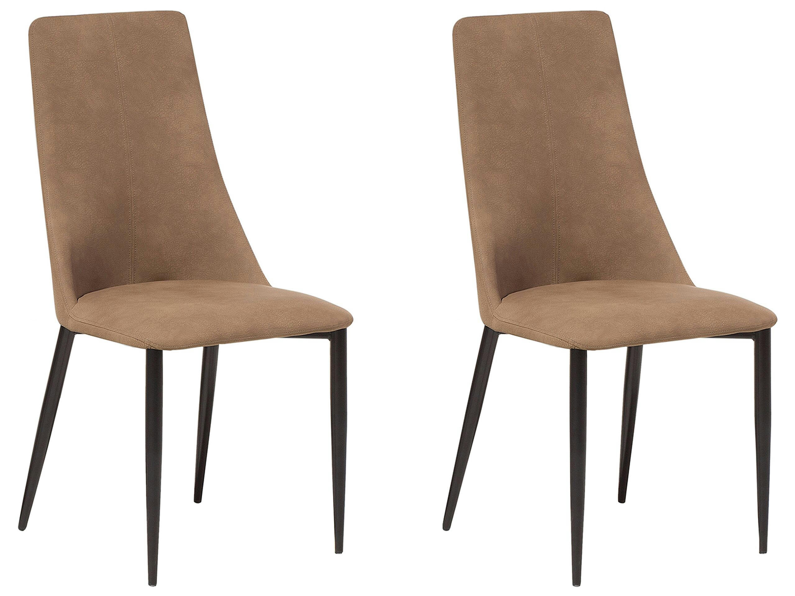 CLAYTON - Lot de 2 chaises de salle à manger en cuir PU marron doré