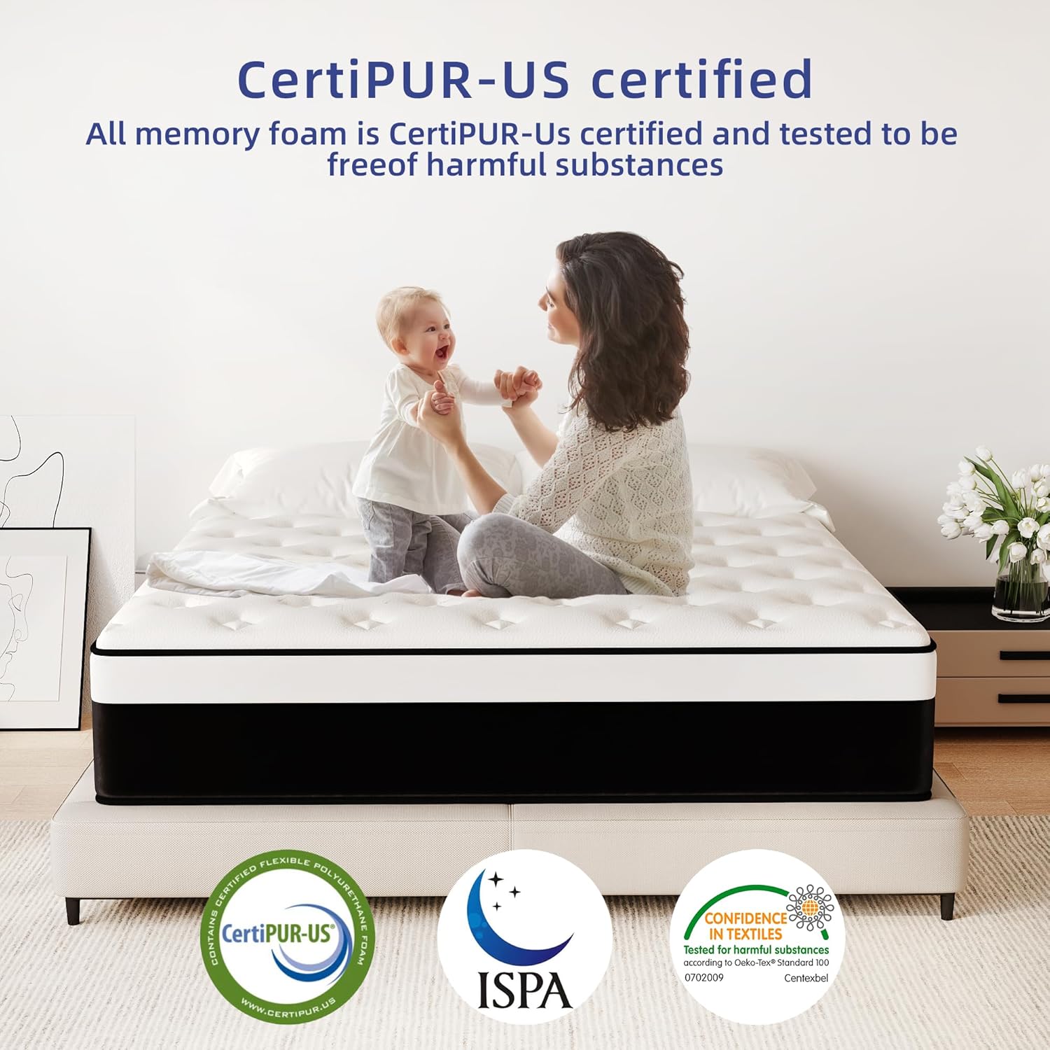 Queen Mattress, 14 Inch Queen Hybrid Mattress in a Box with Memory Foam, Medium Firm, Euro Top, Reinforced Edge Support, Pressure Relief & Motion Isolation, CertiPUR-US Certified