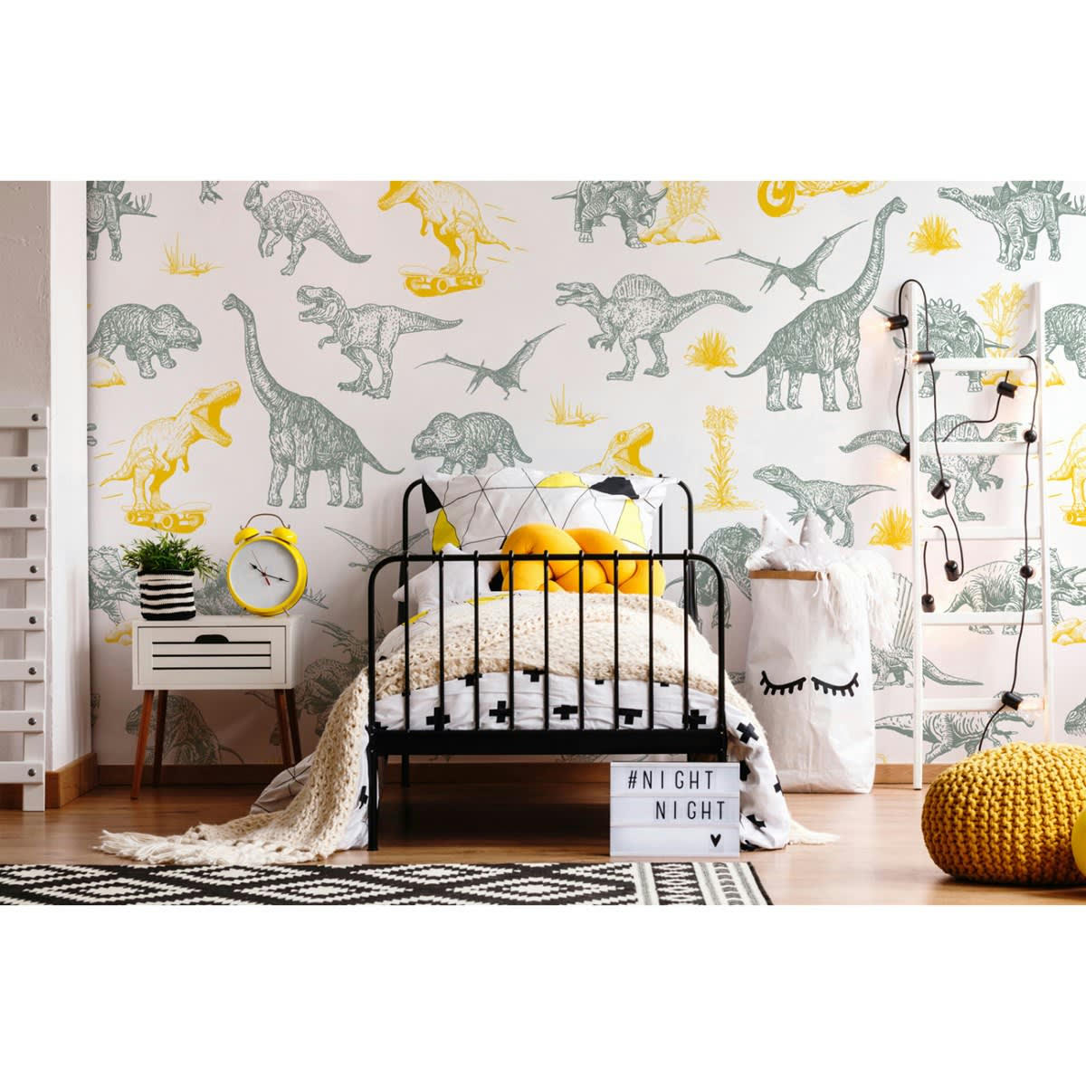 DINO FUN - Papier peint panoramique motif imprimé Jaune 288x270cm