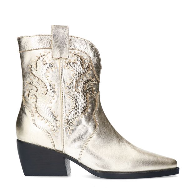 Gouden metallic cowboylaarsjes met studs