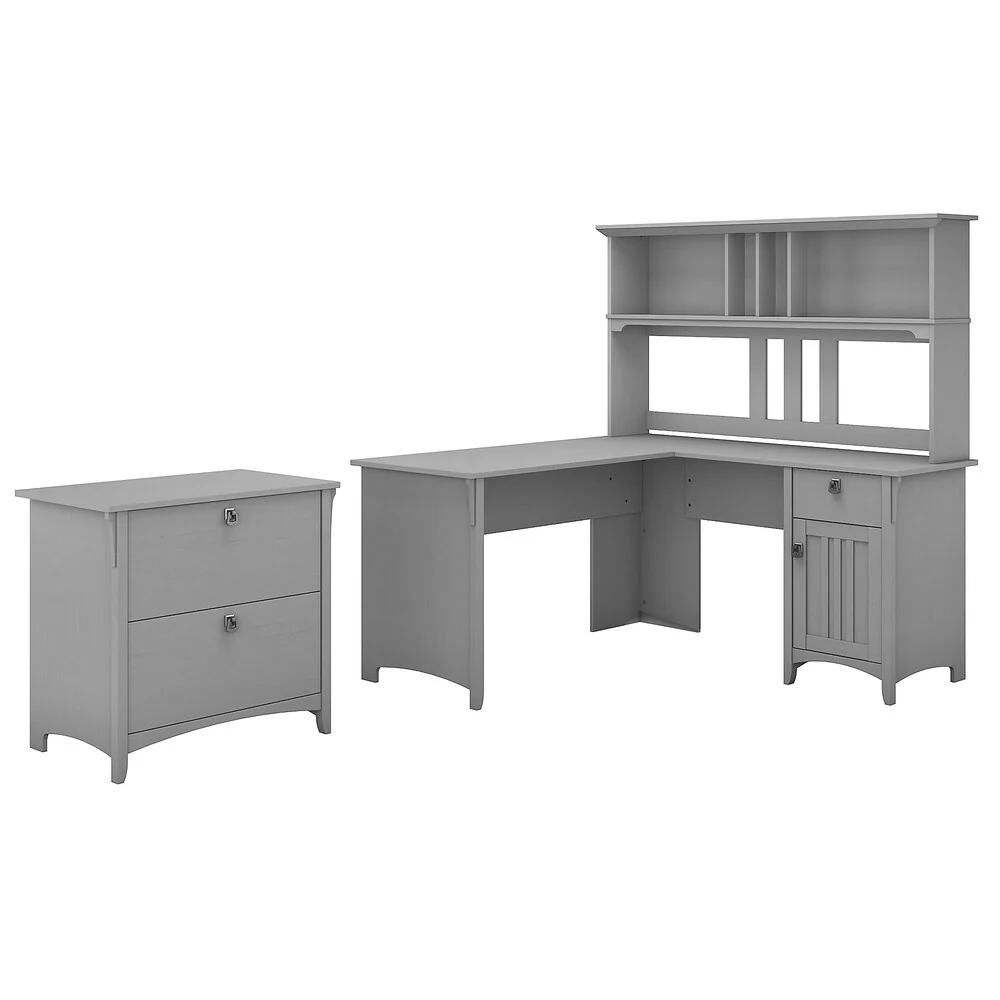 Salinas 60W L Shaped Desk with Hutch and Cabinet by Bush Furniture