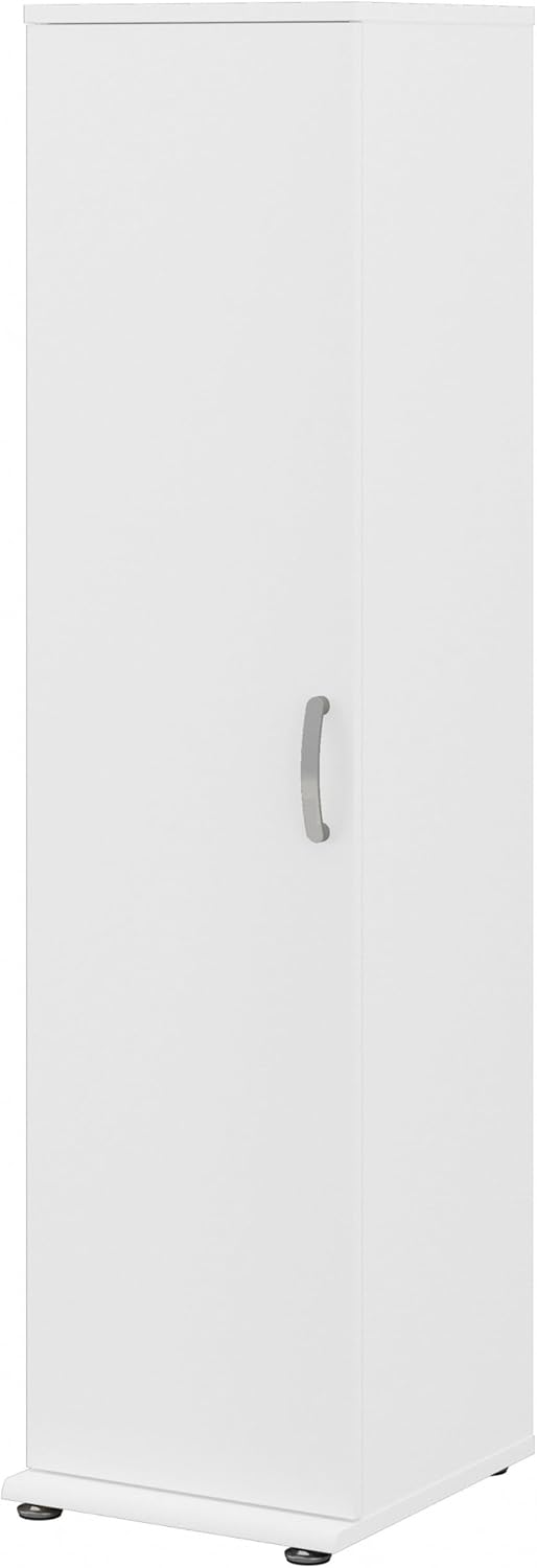 Bush Furniture Universal Tall Narrow Storage Cabinet with Door and Shelves in White