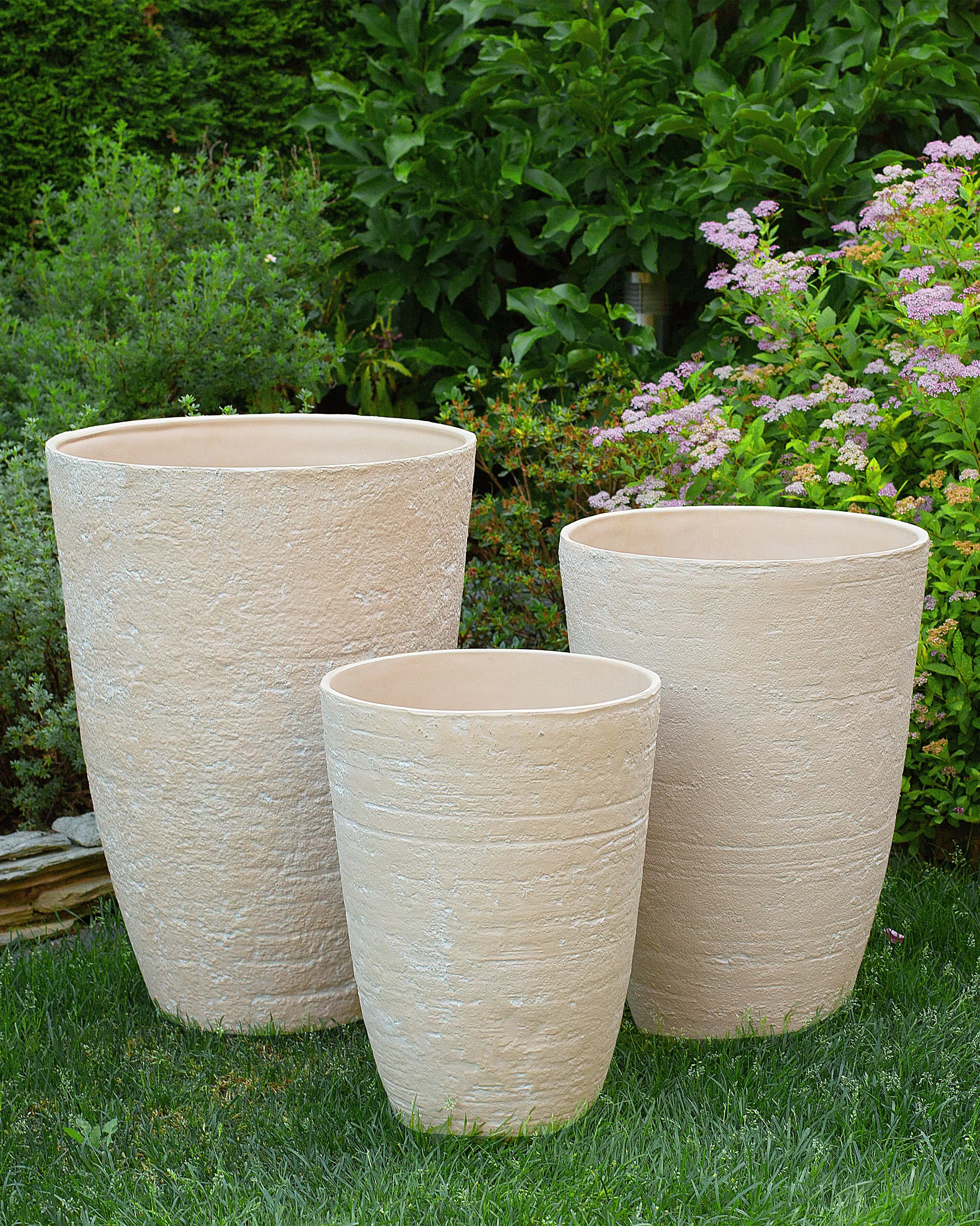 Set of 2 Plant Pots CAMIA 51 cm Beige