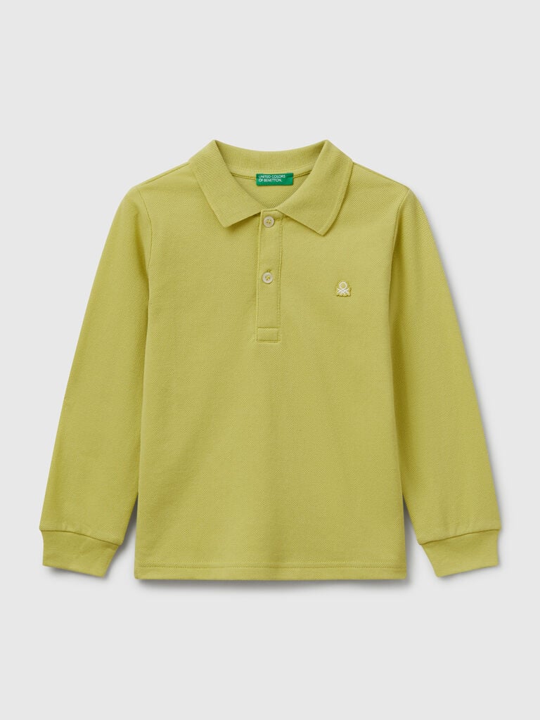 Long sleeve polo in cotton