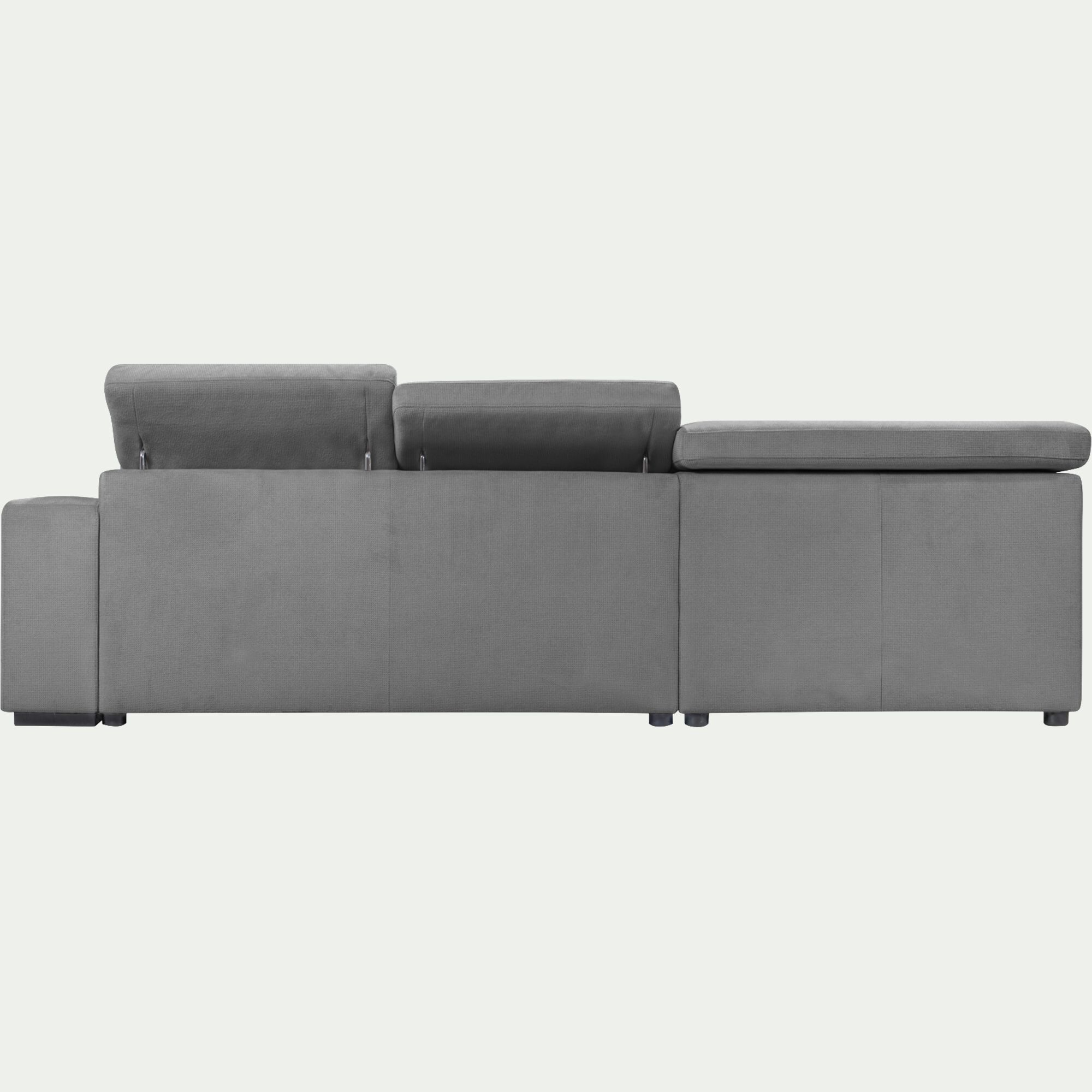 ORIGANO - Canapé d'angle gauche convertible avec coffre en tissu doux - gris