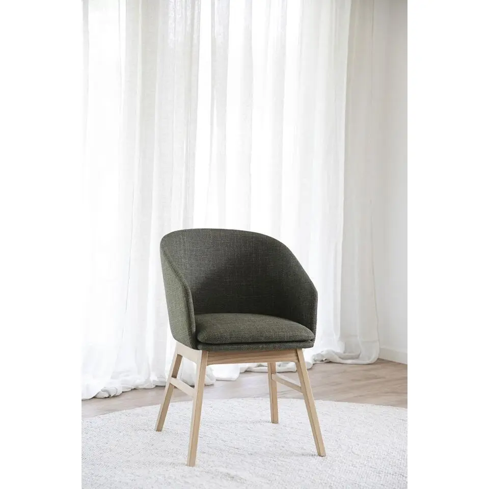 Rowico Home Windham Eetkamerstoel Groen - Naturel Eiken - Set Van 2