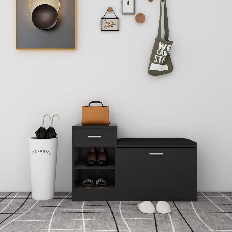 vidaXL - Schoenenbank - Zwart - Bewerkt hout - 94.5 x 31 x 57 cm