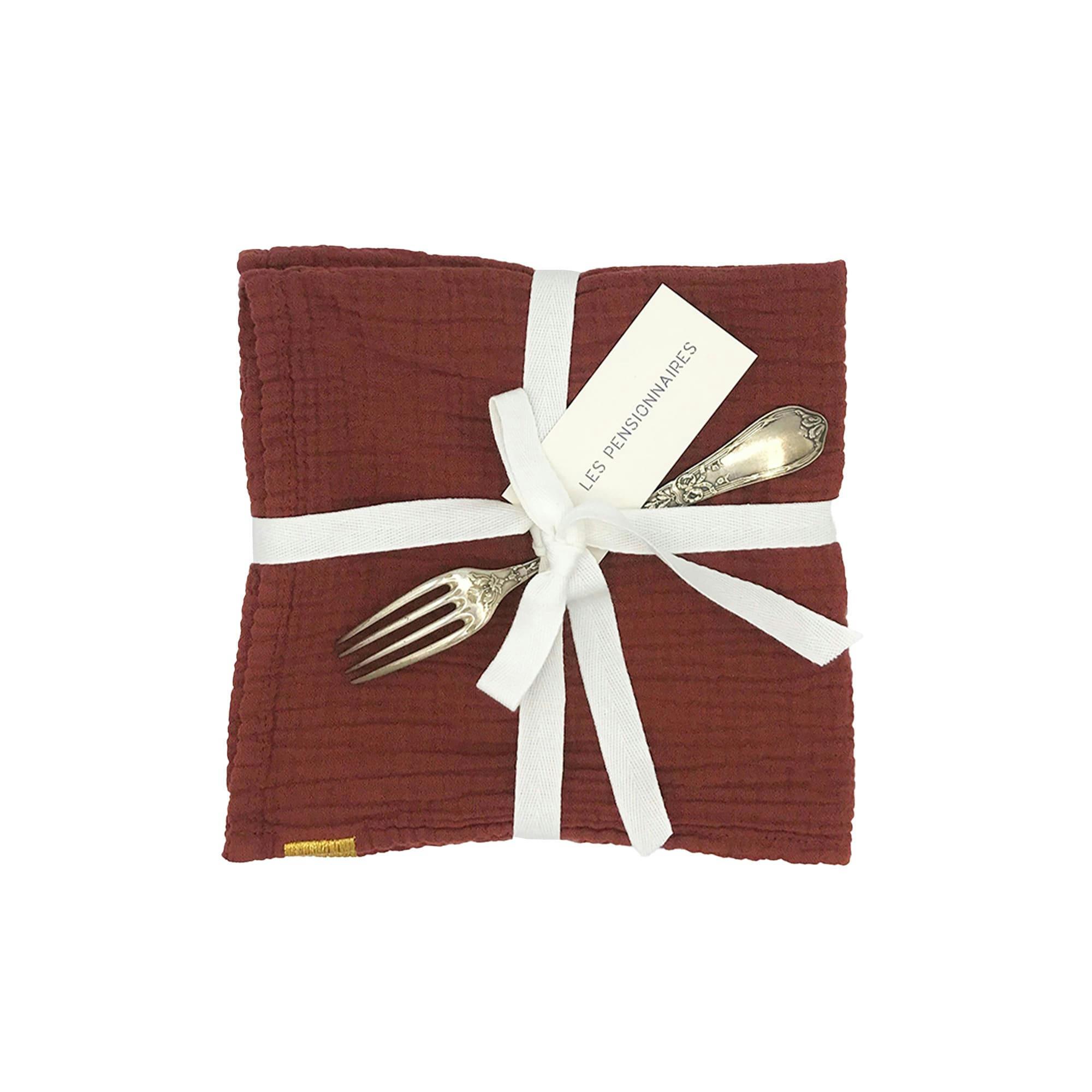 - Serviettes de table (lot de 2) en double gaze de coton rouille