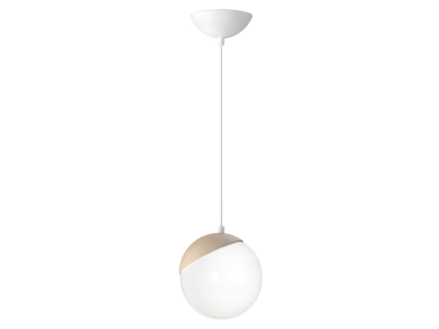 Lampa wisząca Sfera Wood szklana biała