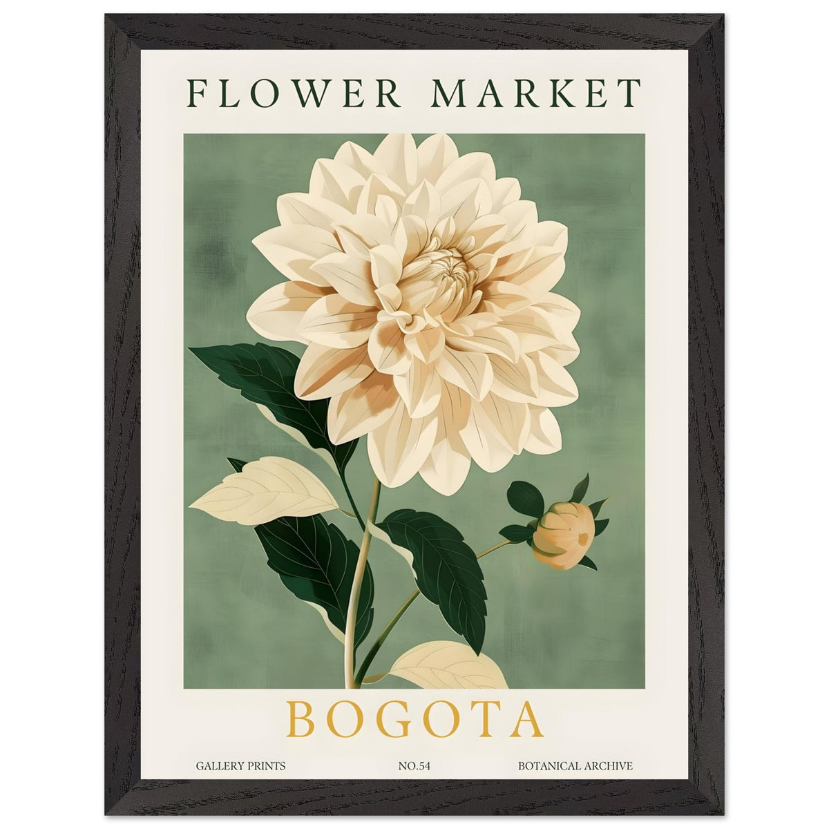 Artfulprints Poster met Lijst Flower market - Bogota  - 30x40 cm - Groen