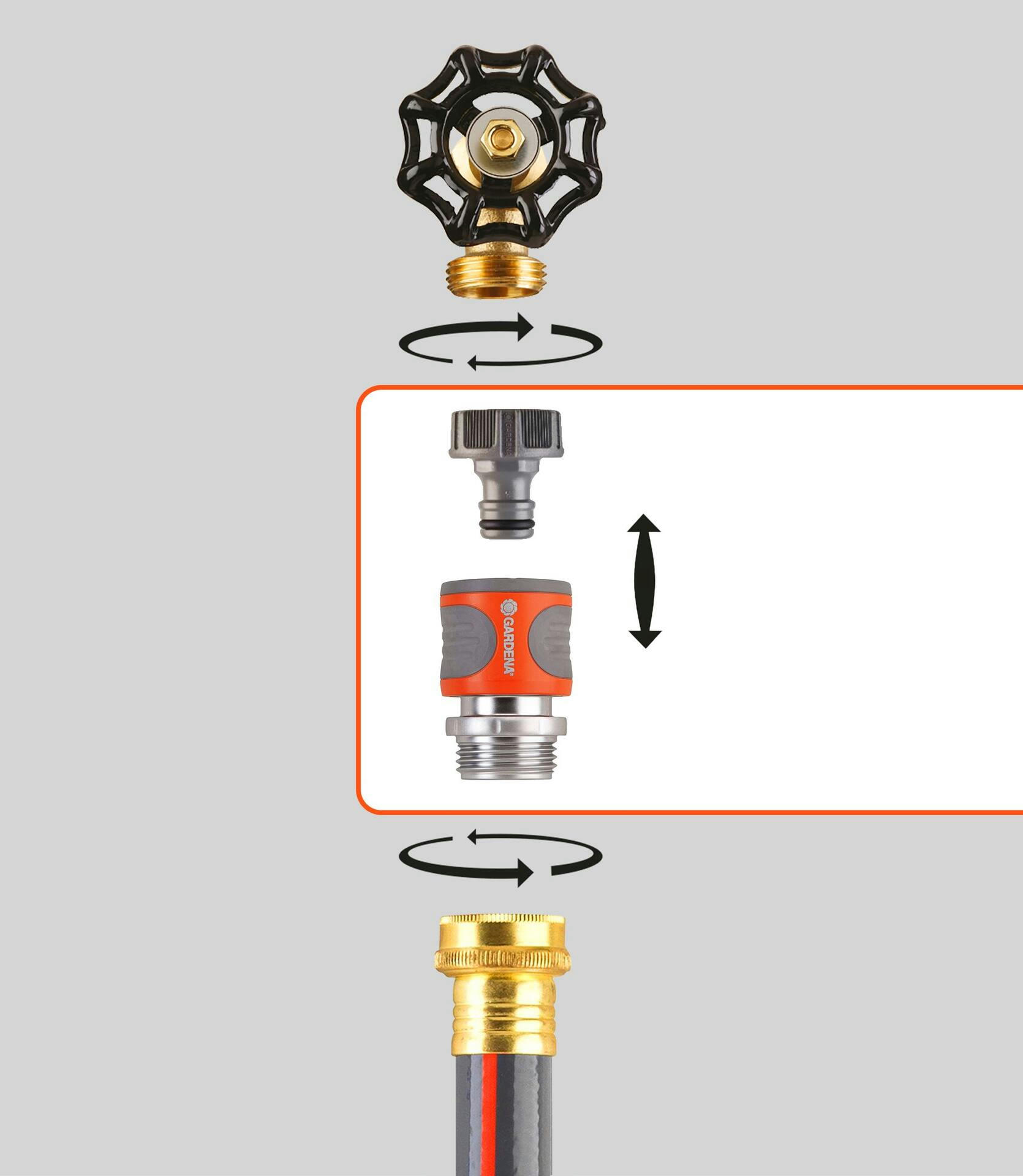 Gardena Premium Tap End Female-to-Hose Connector Set, 2-pc