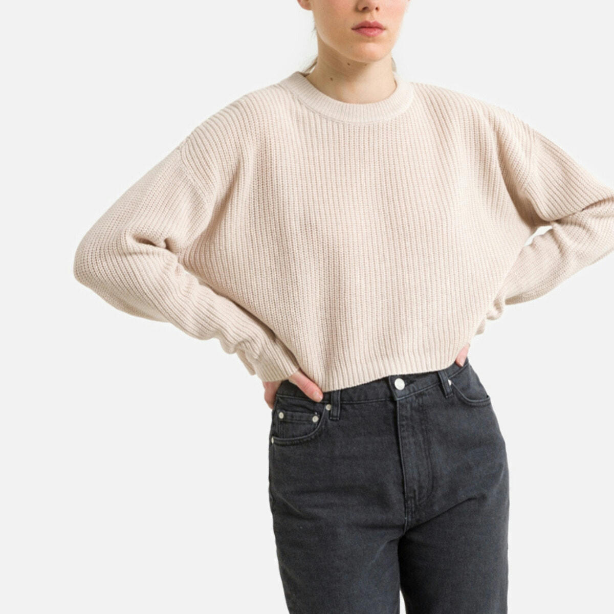 Pull cropped en fine maille