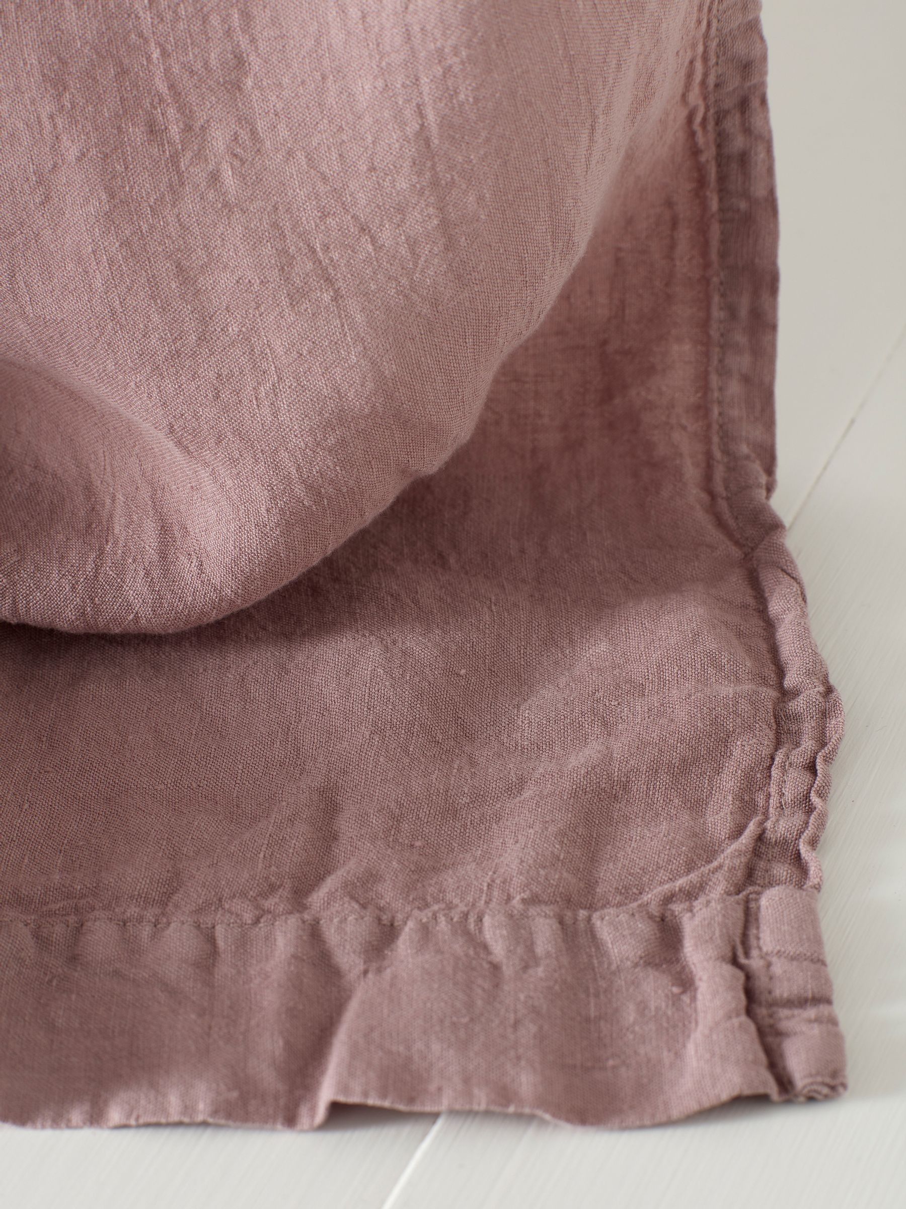 Secret Linen Store Vintage Rose 100% Linen Loop Top Slot Header Single Curtain