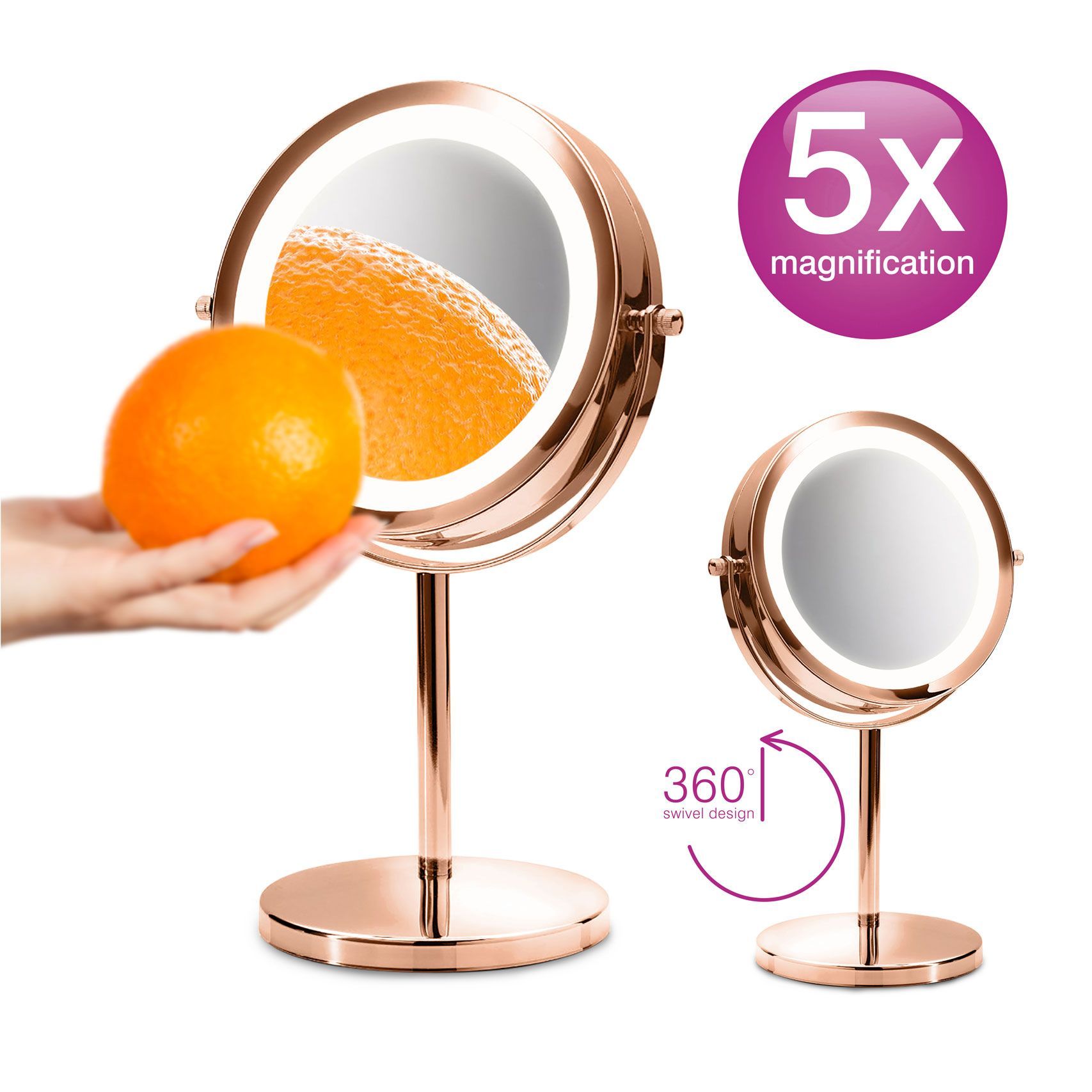 Rio Rose Gold Double Sided LED Cosmetic Mirror