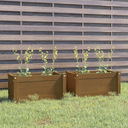 NNEVL Garden Planters 2 pcs Honey Brown 60x31x31 cm Solid Pinewood