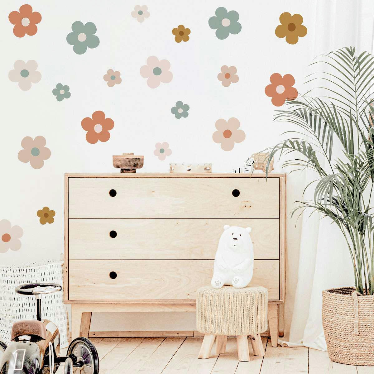 DAISY - Stickers muraux en vinyle marguerites multicolore
