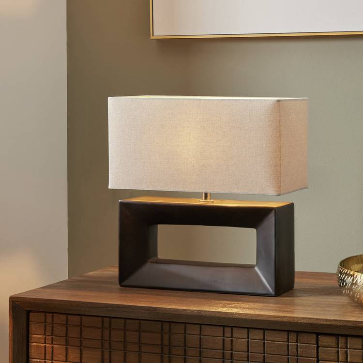 Pacific Block Ceramic Rectangular Table Lamp - Black & Cream
