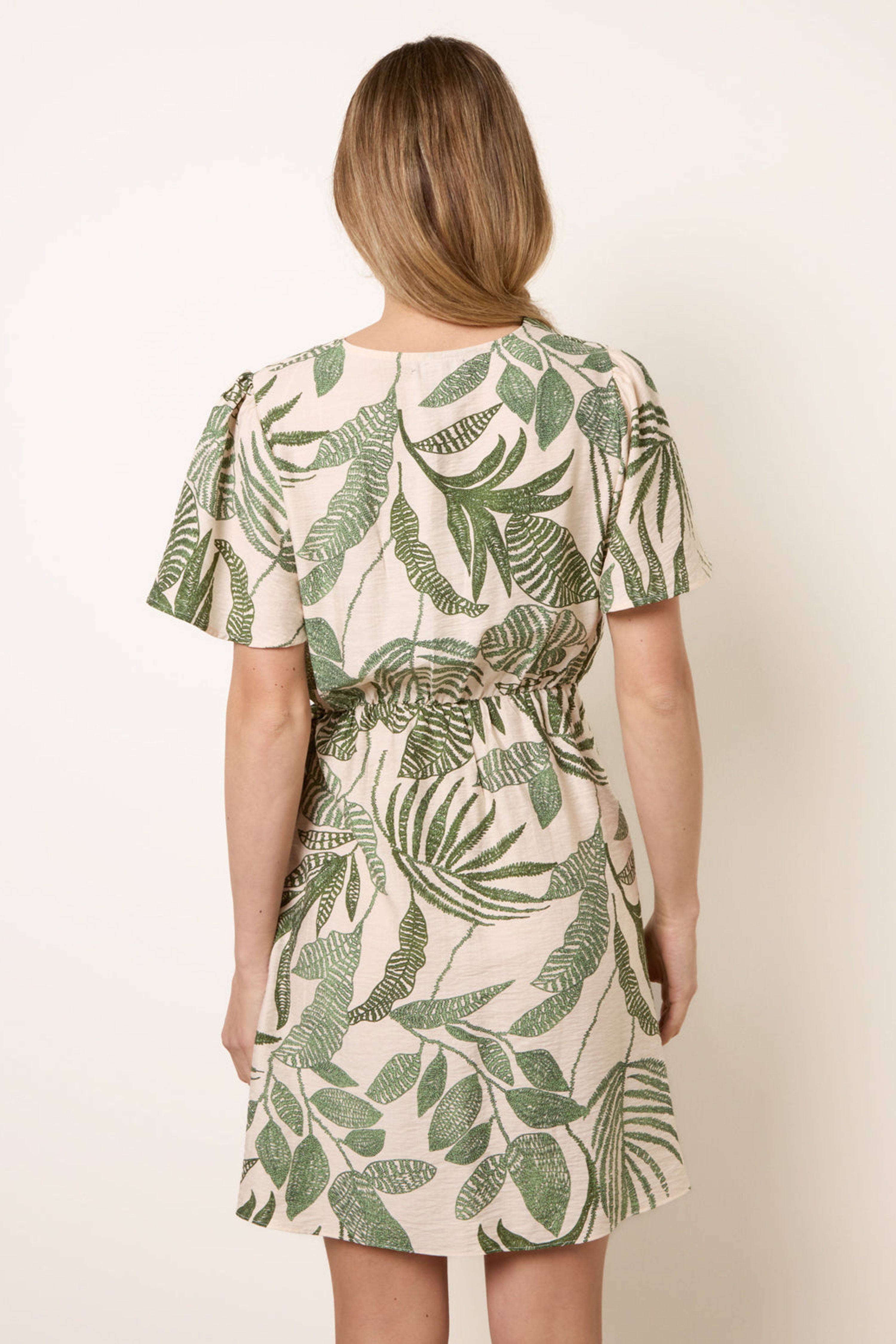 Blue Vanilla Green Wrap Front Sarong Mini Dress