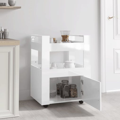NNEVL Kitchen Trolley High Gloss White 60x45x80 cm Engineered Wood