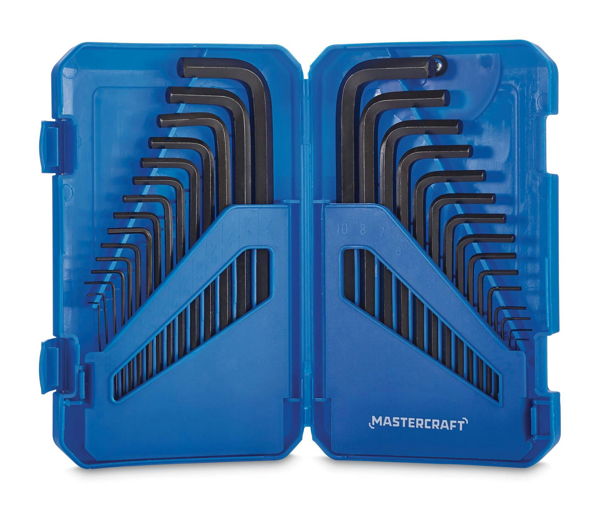 Mastercraft SAE/Metric Hex Key Set/Allen Wrench Set with Case, Rust Resistant, Cr-V Steel, 30-pc