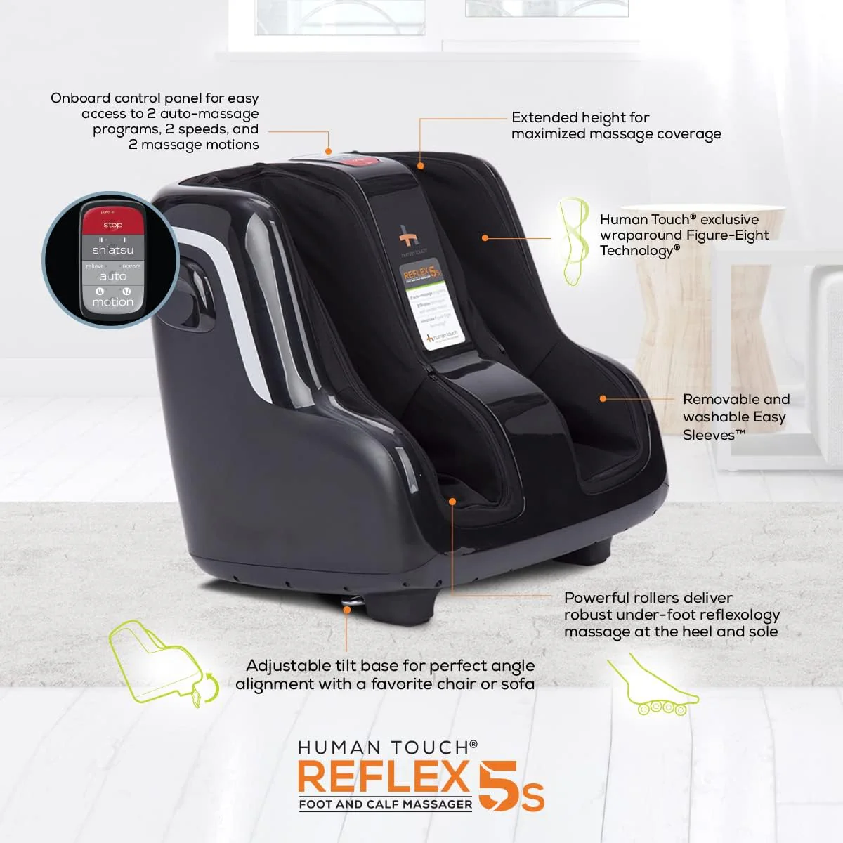 Foot  Calf Massager for Stress  Plantar Fasciitis Relief+Relaxation +Kneading  Compression for Circulation Support -1 Year Warranty - Adjustable Fit for Women  Men Size 12(Reflex5s)
