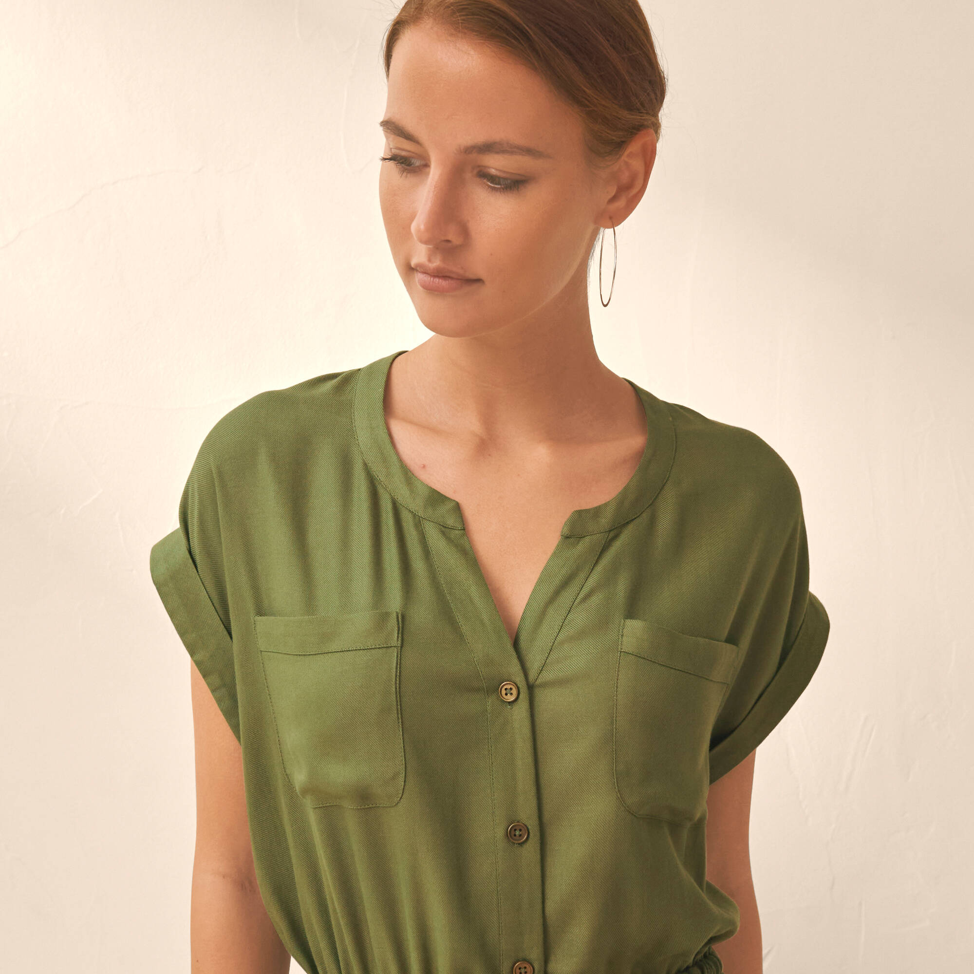 Robe saharienne unie boutonnée