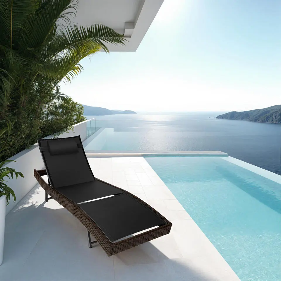 tectake Wicker ligbed Moana, Bruin Mix