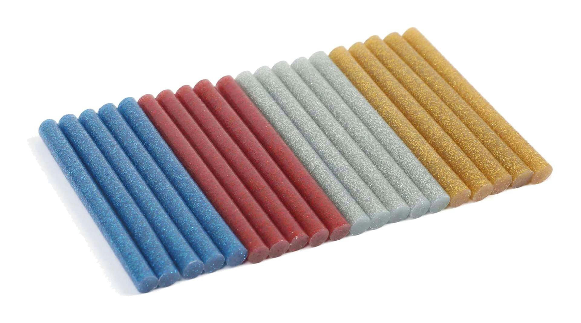 Mastercraft Glitter Hot Glue Gun Sticks, 4-Colours, Mini Size, 4-in, 20-pk