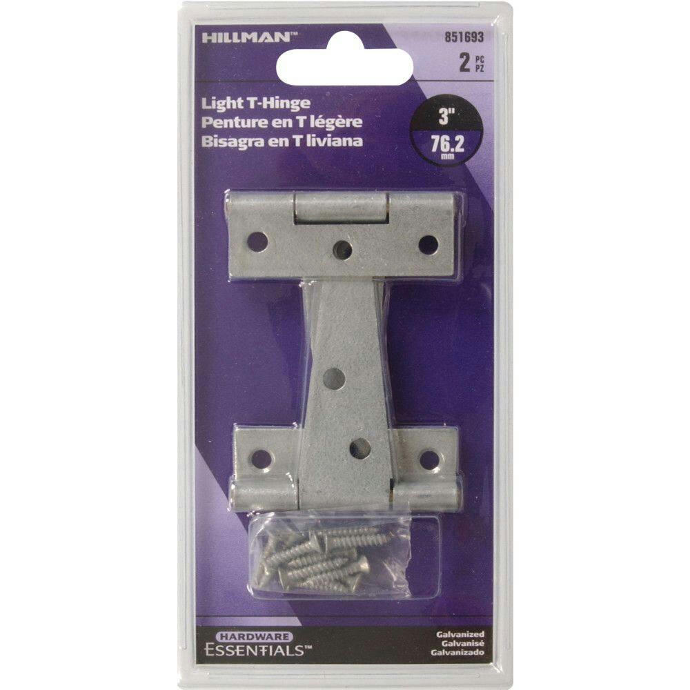 Hillman Galvanized Light Duty T-Hinge, For Narrow Frames, 3-in