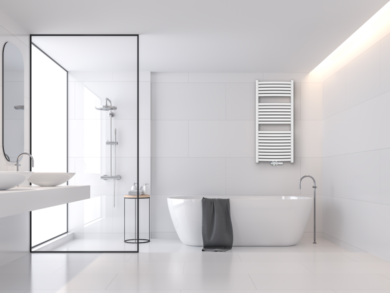 Grzejnik łazienkowy biały 540x1200 mm 538 W Invena DUOPLEX