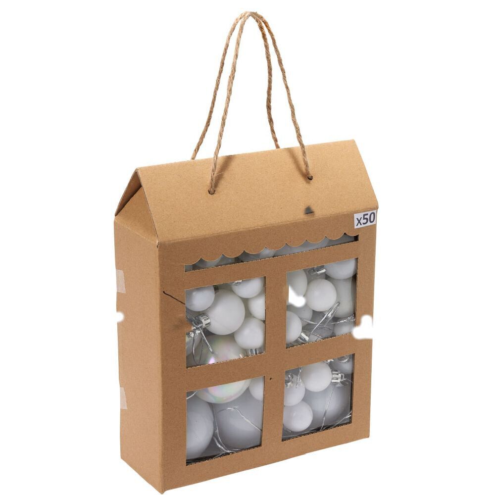 Boule de No&euml;l blanche taille et finition différentes x50
