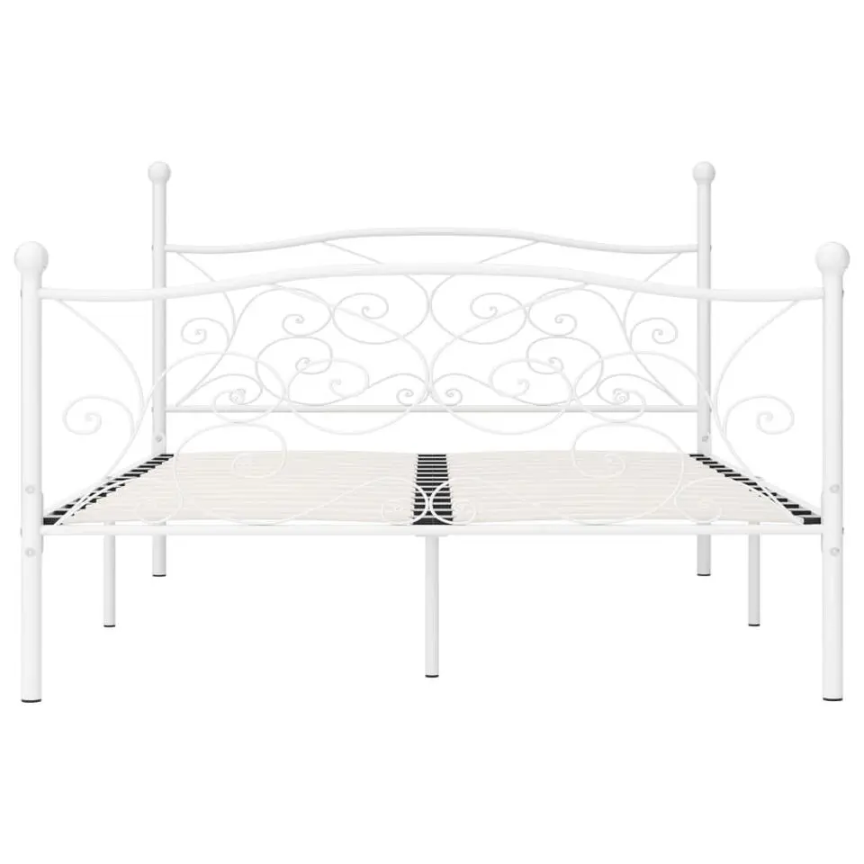 vidaXL - Bed frame met hout lattenbodem - Wit - Metaal - 140x200 cm