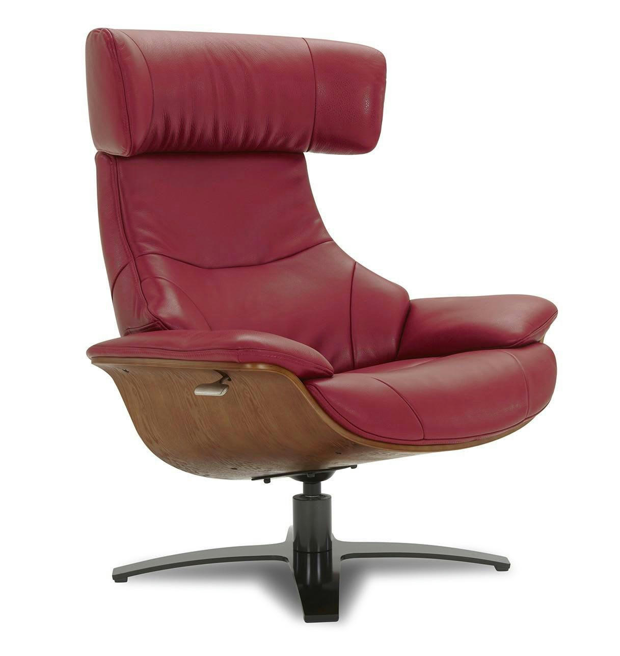 NAOS - Fauteuil en cuir et chêne Naturel - Cuir Rouge