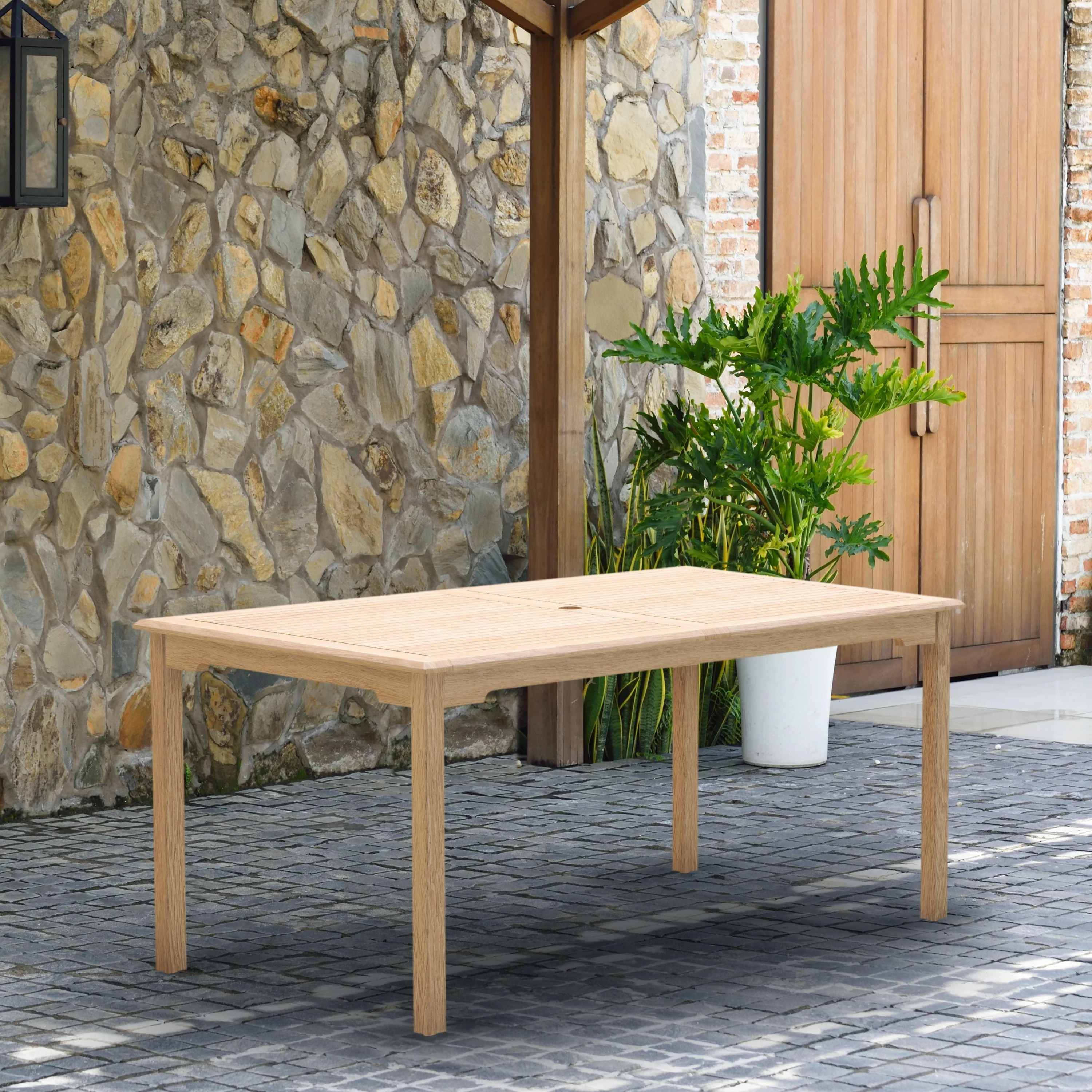 Amazonia Outdoor Paules Rectangular Patio Teak Dining Table
