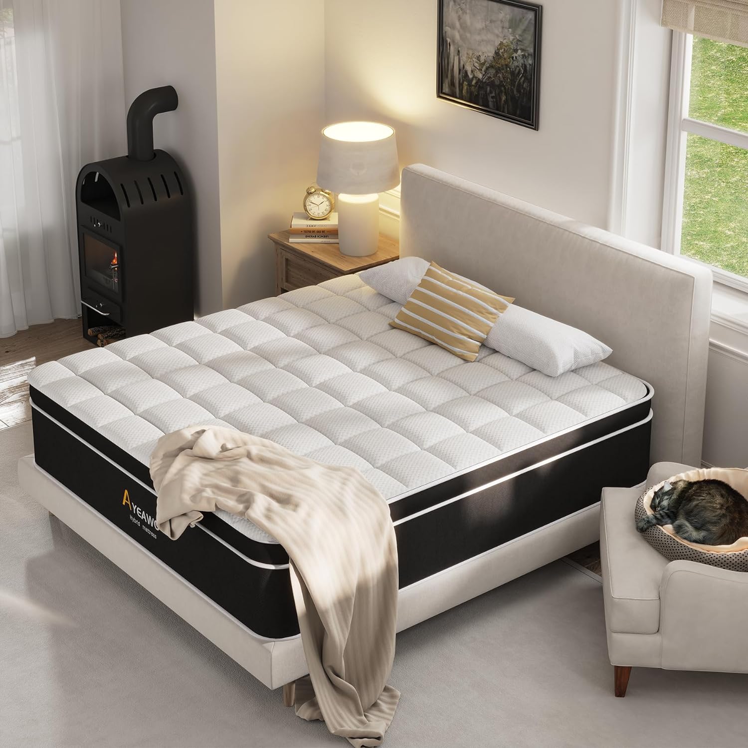 14 Inch Queen Mattress, Hybrid Mattress Queen Size Bed with Gel Memory Foam and Pocket Springs, 365-Night Trial, Pressure Relief Comfy Bed in a Box, CertiPUR-US, Medium Plush