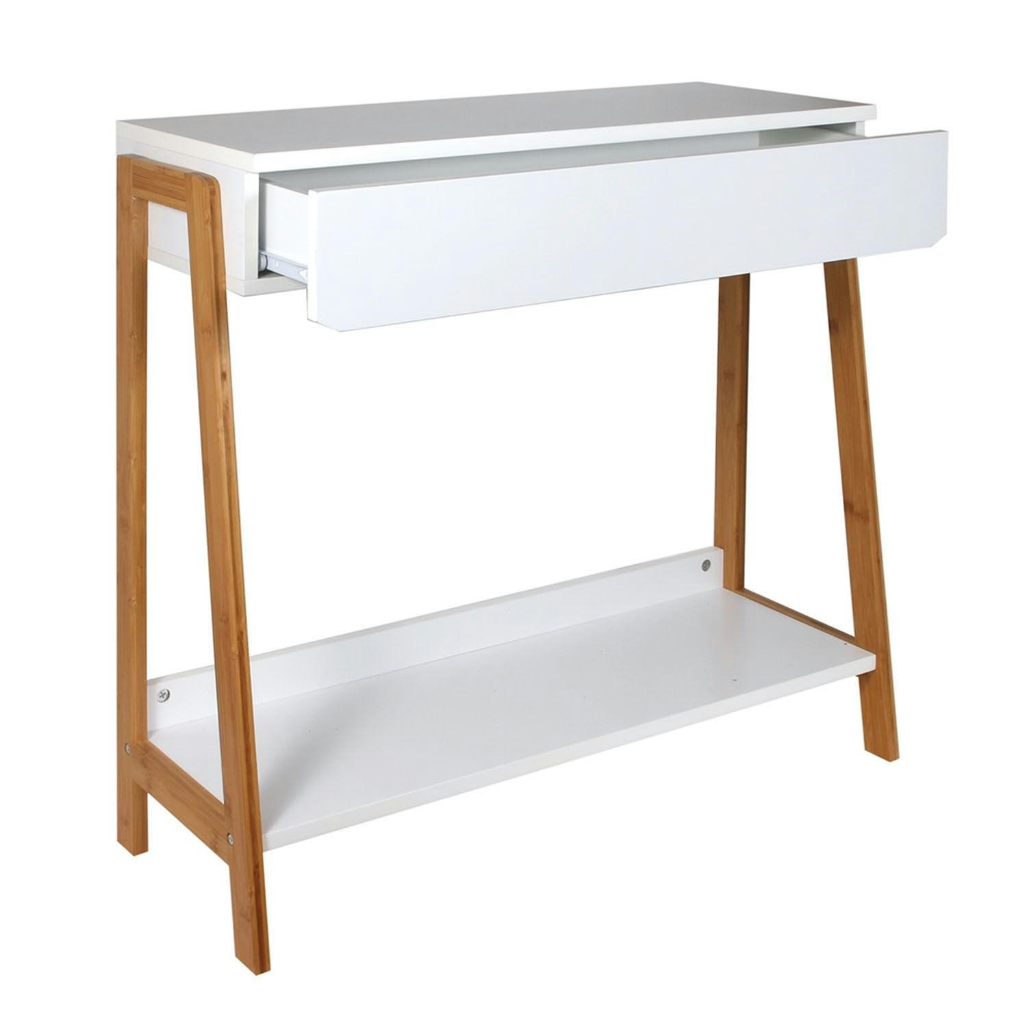 PEMBA - Console scandinave  L. 83 x H. 77 cm blanc